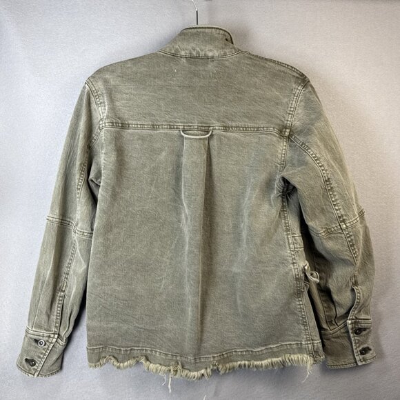 Free People Harley Military Jean Jacket Womens Size XS Army Olive Green Stretch‎ - Picture 8 of 11